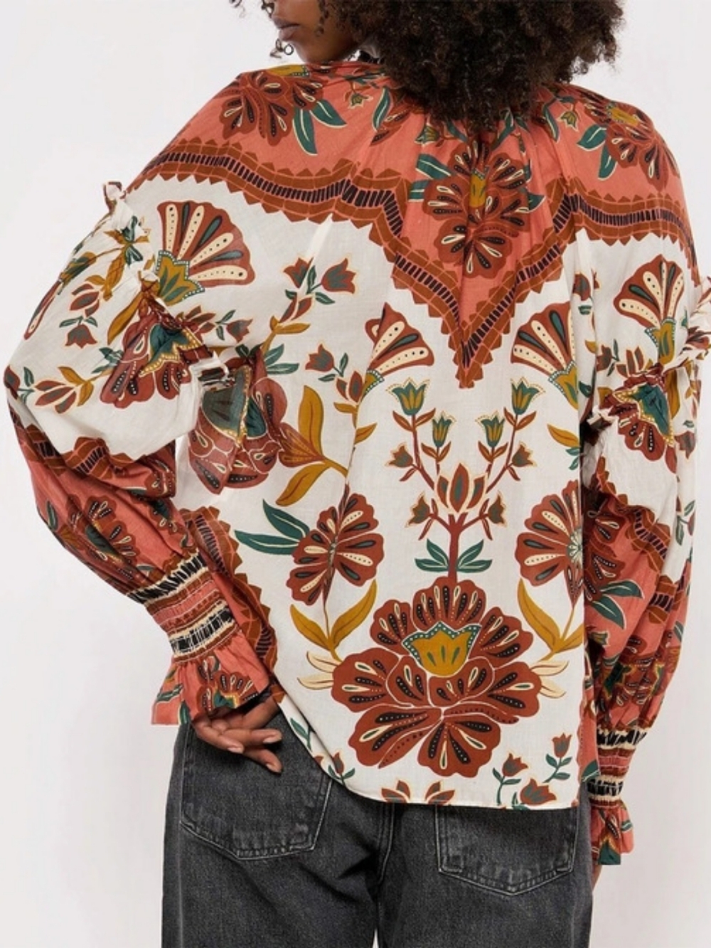 FARM Rio Riad Botanical Multicolored Blouse Size Medium - Picture 2 of 9